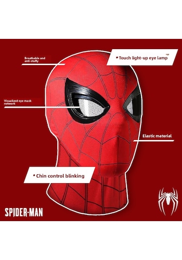 Spider-man Elektrikli Otomatik Göz Kırpan Maske Mk006 Uzaktan Kumandalı Model Işık Usb Şarjlı Siyah Siyah