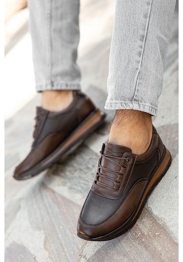 D0315 Günlük Ortopedik Erkek Klasik Garantili Ayakkabı Kahverengi