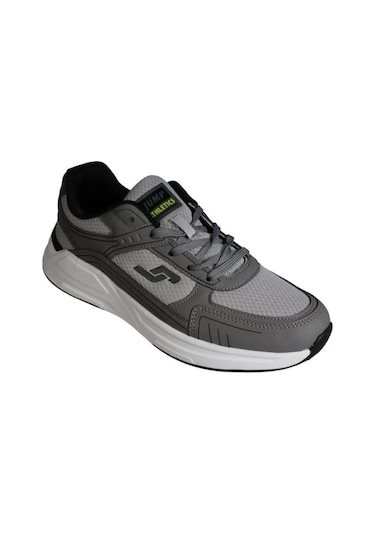 Jump Erkek Gri Siyah Kalın Taban Fileli Memory İç Taban Sneaker Spor Ayakkabı Gri