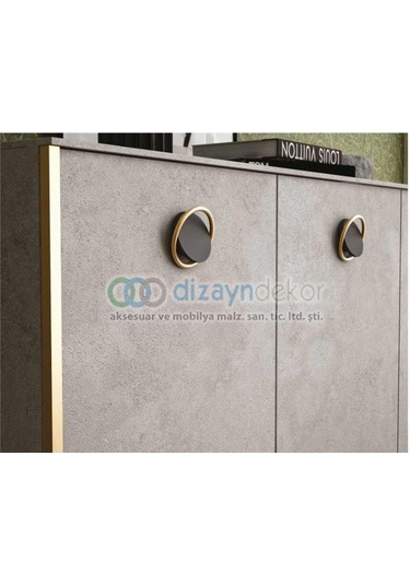 Aksesuar Mobilya Kulp Parlak Altın Mat Siyah 32 Mm. Dole