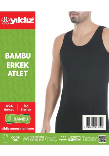 3'lü Beyaz Bambu Likralı Erkek Atlet 315 001
