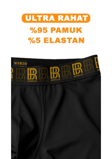 Maksfd Erkek 6 Lı Pamuklu Boxer Set Rahat Ve Esnek İç Giyim Erkek Boxer- Brros Modeli Siyah