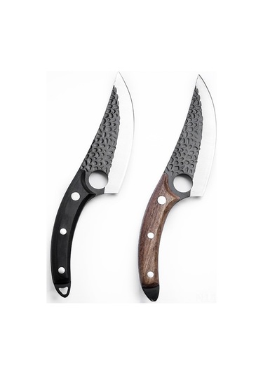 Teltree Pişirme Ve Kesim İçin Çelik Bıçak - Keskin Uç, Çelik Malzeme, Çarpıklı Finish, Narin Ahşap Sap + Deri Kılıf + Hediye Kutusu