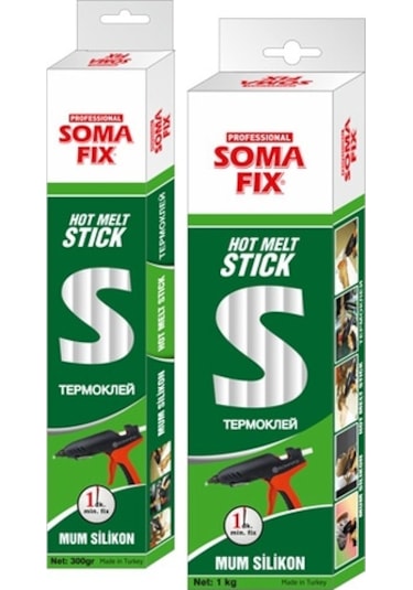 1 KG 7.4x300 MM İnce Somafıx Mum Silikon Şeffaf Çubuk Sıcak N11.19