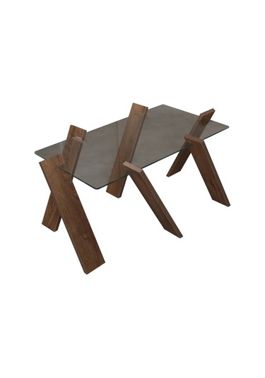 Roman Maxi Cam Orta Sehpa Kafkas Meşe / Renkli Orta Sehpa