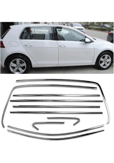 Vw Golf 7 7,5 Cam Çerçevesi Kenar Çıtası Krom Tamtur 12 Parça
