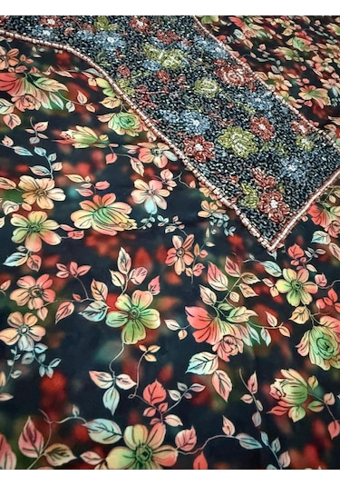 İşlemeli Hint Elbise Kumaşı 370x110cm Model 11 Renkli