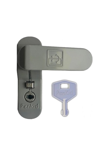 Penkid Pvc Çocuk Emniyet Güvenlik Kilidi Düğmeli Anahtarlı Gri