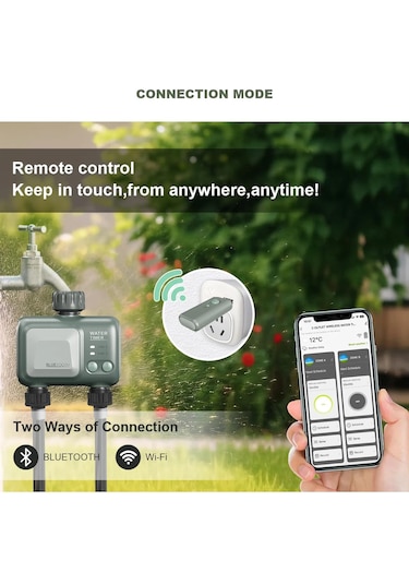 Bluetooth + Wifi Uzaktan Kumandalı Çift Çıkışlı Su Zamanlayıcı