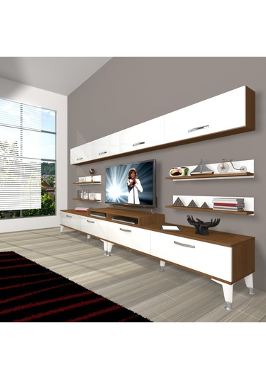 Decoraktiv Ekoflex 360y Slm Silver Tv Ünitesi Tv Sehpası Ceviz - Beyaz