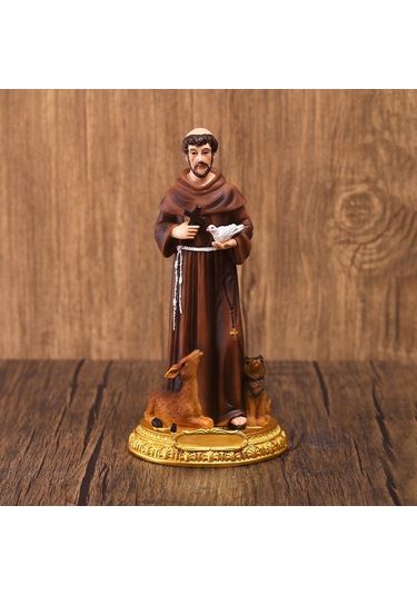 Dolıty Assisi Aziz Francis Heykeli St Süs Kapalı Dekorasyon 21.8cm