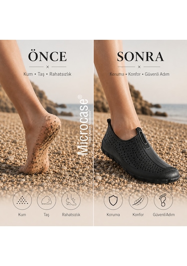 Microcase Unisex Siyah Deniz Ayakkabısı Nefes Alabilen Delikli Yapı Kaymaz Taban Al99098