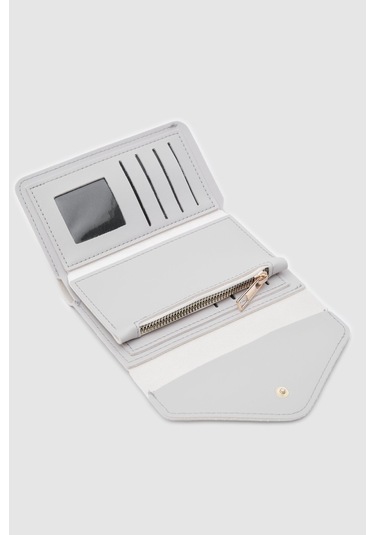 Zarf Detaylı Nakit Ve Bozuk Para Bölmeli Bayan Cüzdan-gri Açık Gri