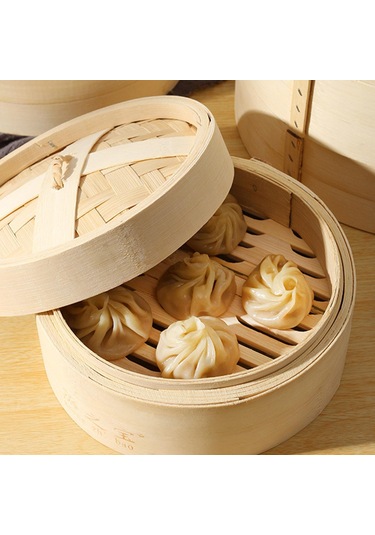 Homyl Bambu Vapur El Yapımı Yuvarlak Sum & Bun Vapuru 18cm