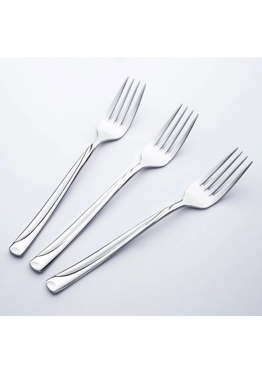 Nehir 12 Adet Fiesta Saten Yemek Çatal 304 Kalite 3 mm Gümüş