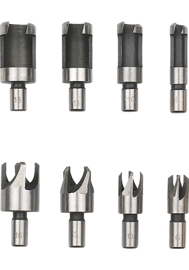 Suofeng 8 Parçalı Ahşap Tıpa Kesici Matkap Ucu Seti - Dayanıklı Karbon Çelik, 22-26mm Uzunlukta Tıpa Kesme İçin İdeal