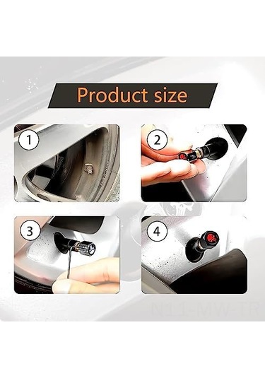 Moveevo Oto Lastik Valf Kapağı 4'lü Set - Hırsızlık Ve Toz Koruma - Siyah Renkli Dikizli Kapaklar