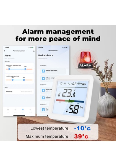 Tuya Wifi Bt Çift Modlu Sıcaklık Nem Test Cihazı Lcd Çok Renkli