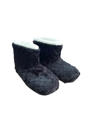 Auris B2025001 Kadın Peluş Kışlık Günlük Ev Botu Siyah Siyah