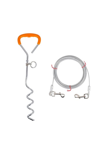 Sones Dış Mekan Evcil Hayvan Tasması Paslanmaz Çelik Zemin Çivisi Sabitleme Cıvatası, Özellikler: Yükseltme + Tel Halat