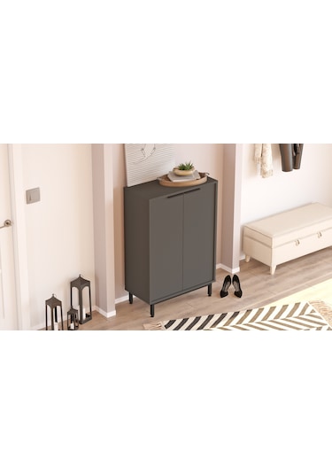 Robin Home Rio Ayakkabılık Metal Ayaklı 5 Raflı Antrasit