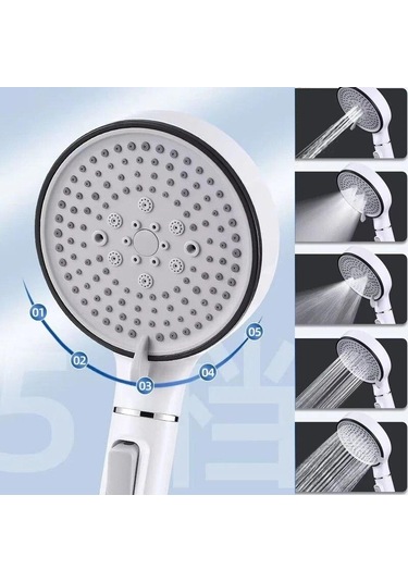 Gri 5 Modlu Duş Başlığı Yüksek Basınç Filtreli Yağış El Duş Başlığı Su Tasarruf Memesi Banyo Aksesuarları Gri