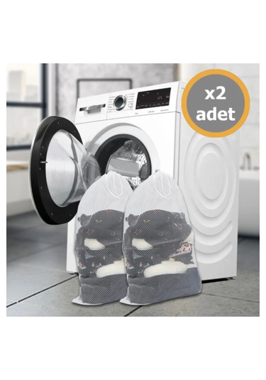 2'li Set 2 Adet Sütyen Yıkama Topu Ve 2 Adet Çamaşır Yıkama File Beyaz