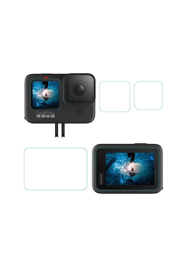 Oem Marka Gopro 9/10/ 11/ İçin 3'lü Lcd Lens Ekran Koruyucu Siyah