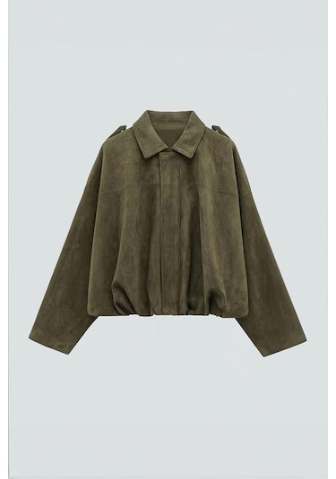 Prifaldi Süet Görünümlü Bomber Ceket Haki