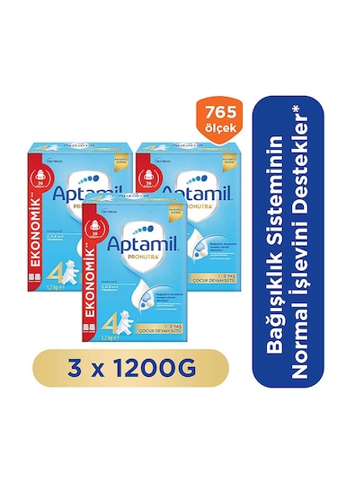 Aptamil 4 Prebiyotikli Çocuk Devam Sütü 1200 G x 3 Adet 3600 G