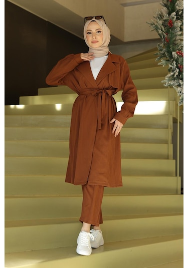 Ay Parça Detaylı Takım Kahverengi Kahverengi