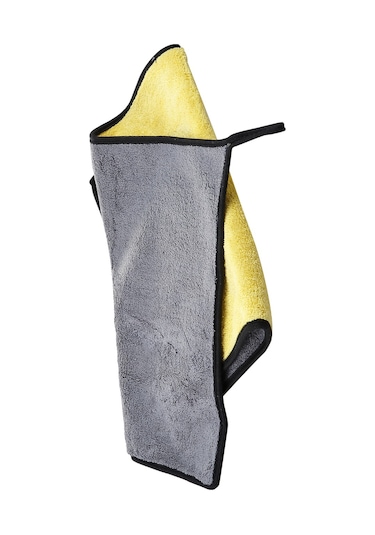 Autofresh Çift Kat Mikrofiber Oto Kurulama Havlusu 30x60 Cm 800gsm Kenarı Biye Gri Sarı