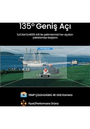 SJCAM SJ4000 Air WiFi 4K UHD 16MP 2” Geniş Ekran H.264 900mAh 30 Metre Su Geçirmez Aksiyon Kamerası