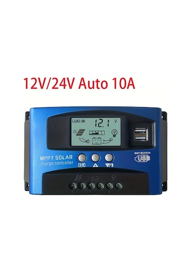 Güneş Kontrol Cihazı 10a Çift Usb Lcd Ekran 12v 24v