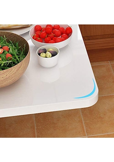 Kydoniahome 72X45 Cm Parlak Beyaz Mdf Oval Köşeli Duvara Monte Katlanır Masa