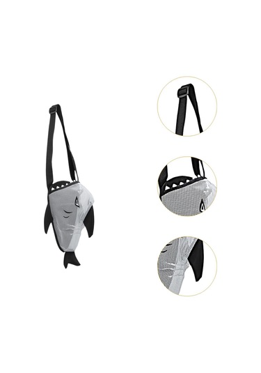 Suntek Yaz Çocukları Mesh Plaj Kabuk Torbası 25x18x15cm Çok Siyah