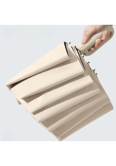 Lichen Güçlü Rüzgar Geçirmez Otomatik Şemsiye 72 Kemikleri Siyah