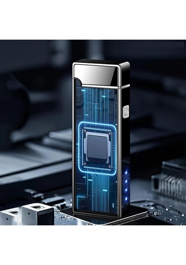 Chuangyinshop Usb-c Şarjlı Led Ekranlı Gökkuşağı Alevli Rüzgar Geçirmez Çakmak Kamp Seyahat Altın