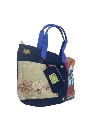 Vintage Salaş Çok Renkli Orta Boy Günlük Seyahat Gezi Omuz Çantası 36cmx34cm Bordo