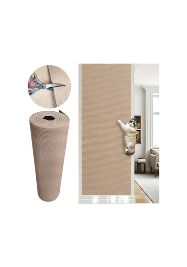Honeybeeshop Yapışkan Kedi Tırmalama Matı Dayanıklı 15.75inch X 118.11inch Khaki Ev Dekorasyonu Kedi Oyuncakları