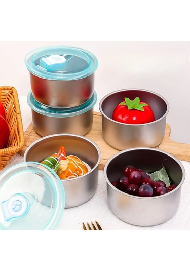 Geeroyoo Paslanmaz Çelik Kapaklı Hava Geçirmez Saklama Kabı - 500ml, Yemek Tazeliği Ve Organizasyon İçin İdeal Gümüş