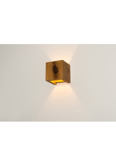 Darthuma Yansıtma Tasarımlı Çift Yönlü Ahşap Salon Duvar Aplik Ceviz