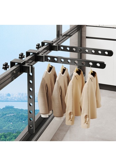 Siyah Katlanır Model İki Adet Çamaşır Kurutma Rafı, Yükseltilmiş 8 Delikli Sağlam Siyah