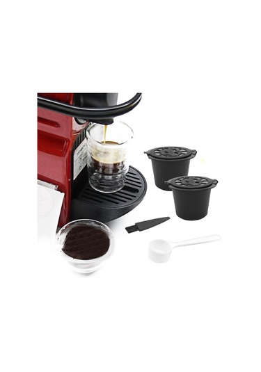 Suntek Cafe Bar Style A Black Için Kaşıklı Kahve Gereçleriyle Yeniden Kullanılabilir Kahve Kapsülleri