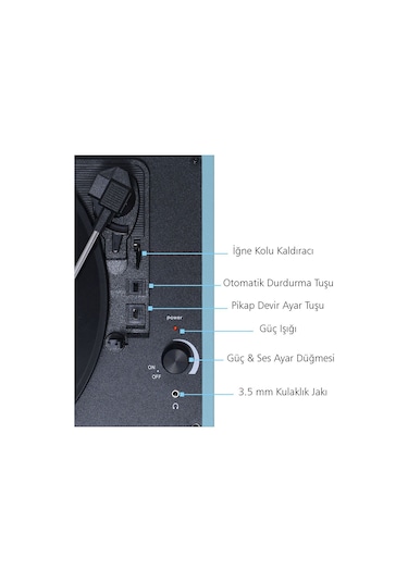 Record Master Retro Pikap T310Ch - Turkuaz Mavi