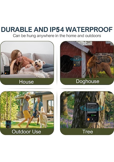 Geeroyoo Taşınabilir Güçlü Ultrasonik Köpek Kovucu, Yeşil, Uzun Pil Ömrü, Otomatik Havlama Durdurucu, Su Geçirmez Tasarım