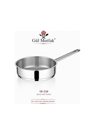 3'lü Yağ Tava Paslanmaz Çelik 16 Cm -18 Cm -20 Cm Gümüş