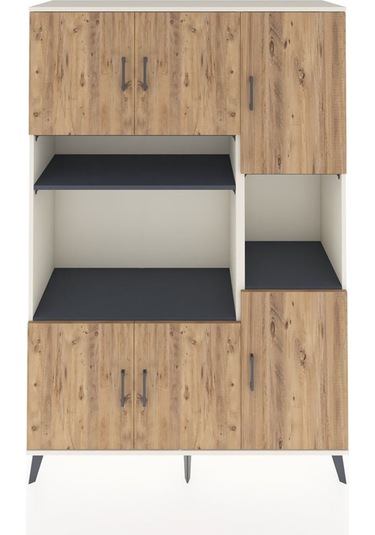 Hyperion Dolap 9 Raflı 6 Kapaklı 132x44x195 Aytaşı-çam/antrasit Atlas Çam/antrasıt