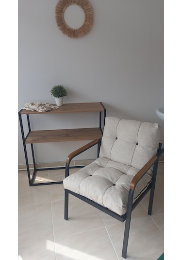 Modern Mars Balkon, Bahçe, Cafe - Salon - Metal Kanepe Koltuk Takımı - 2+1+1 + Sehpa Krem Modernsh60 Krem