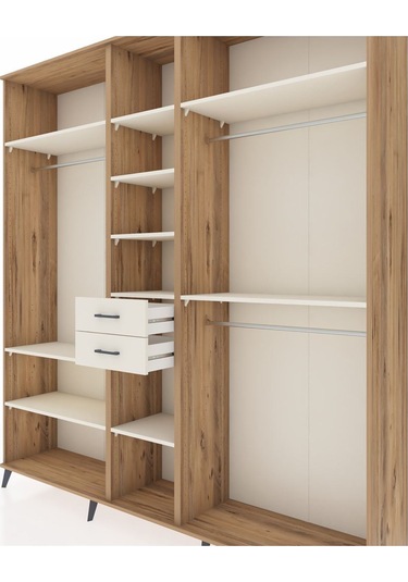 Hyperion Dolap 10 Raflı 2 Çekmeceli 3 Askılı 220x44x243 Çam-aytaşı/aytaşı Aytası/aytası